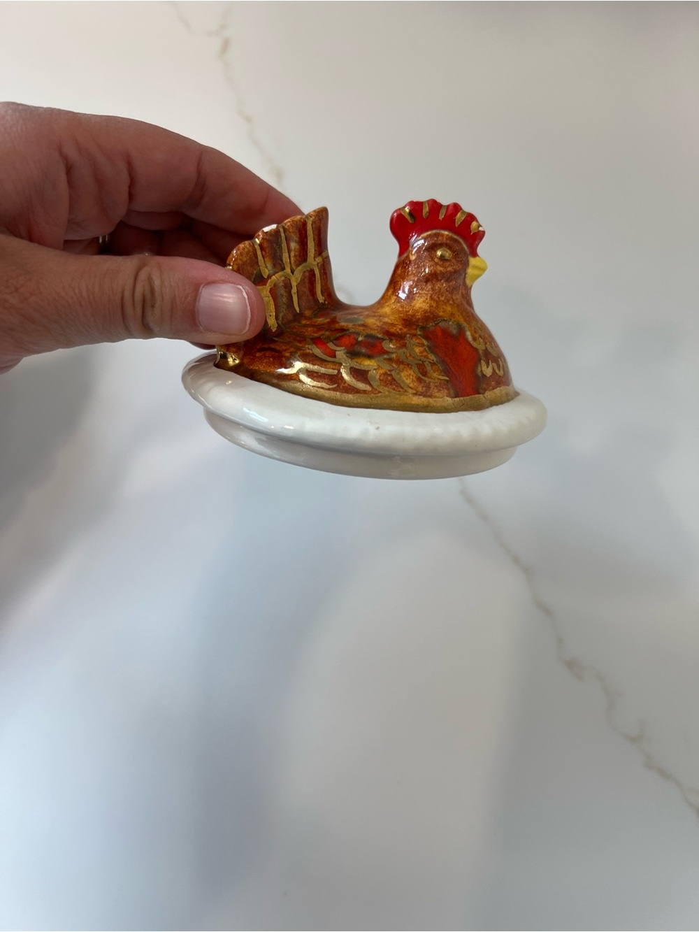 Vintage deviled egg Ceramic dish with Decorative Hen - Picture 11 of 11